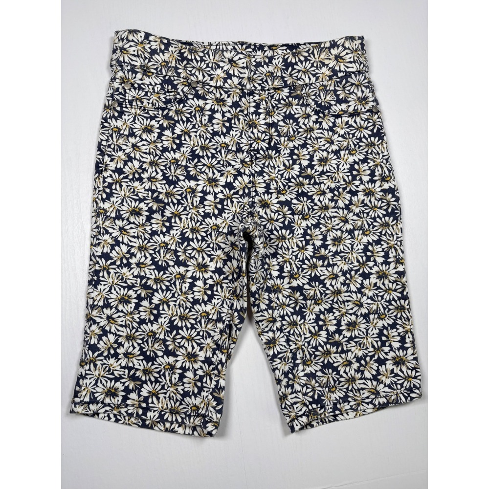 Tribal Jeans Womens Blue Daisy Floral Bermuda Shorts Stretch Size 4 Cottagecore